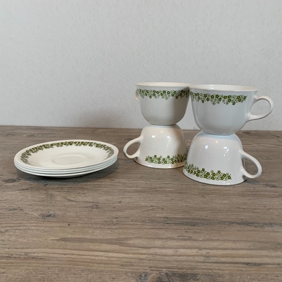 Vintage Corelle Crazy Daisy Spring Blossom Cup and Saucer Set of 4 - Picture 3 of 7